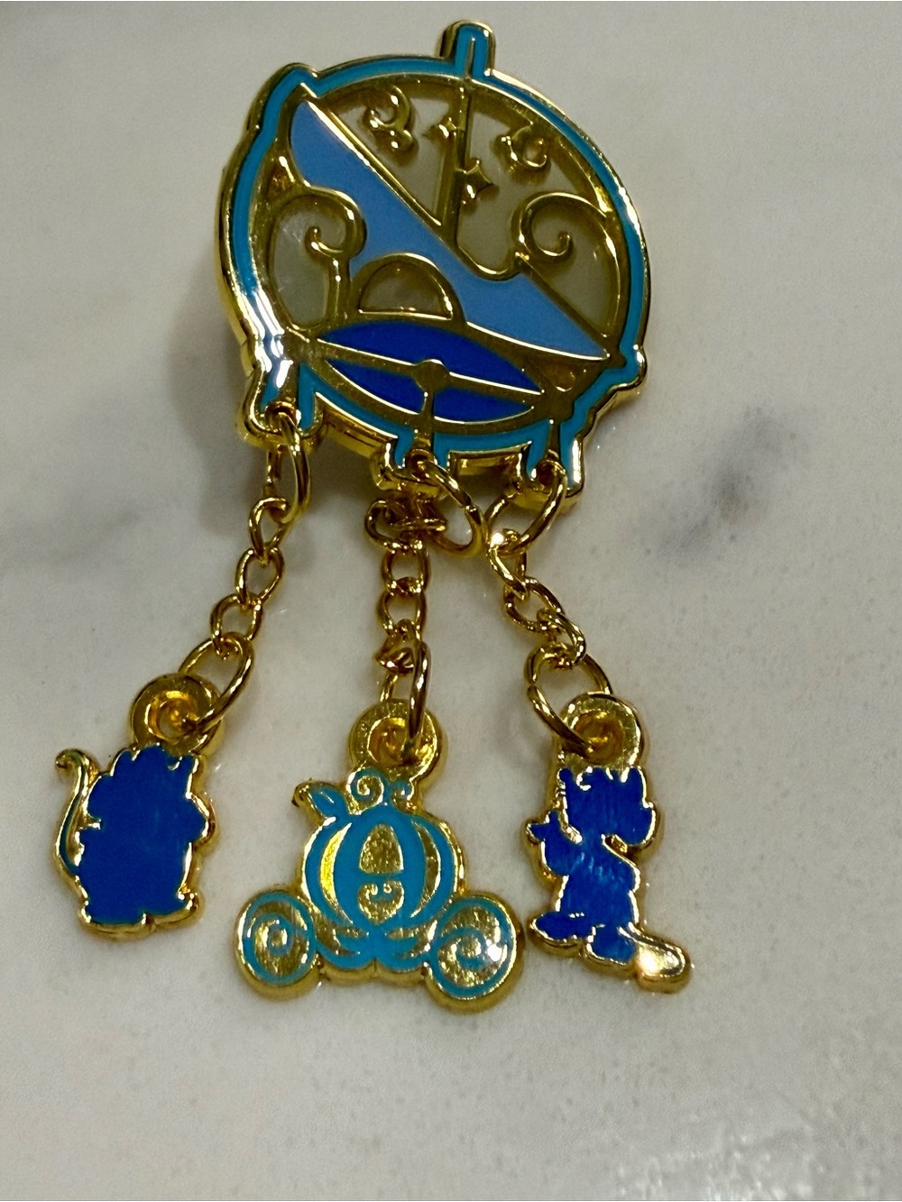 Loungefly Disney Princess Cinderella Stained Glass Dangle Charms Pin